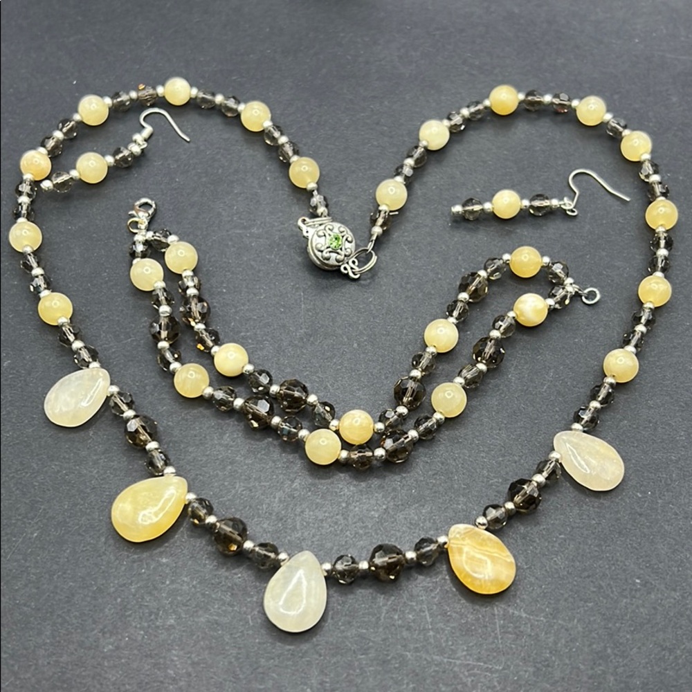 Vintage faux stone necklace bracelet earrings